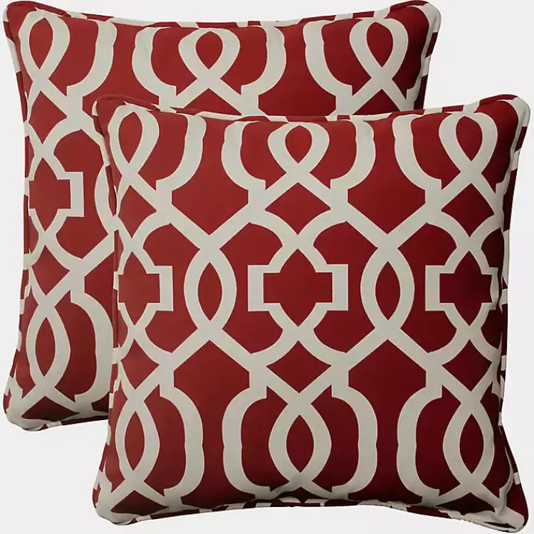 Kirklands Home Red New Geometric Outdoor Pillows, Set of 2 Hot
