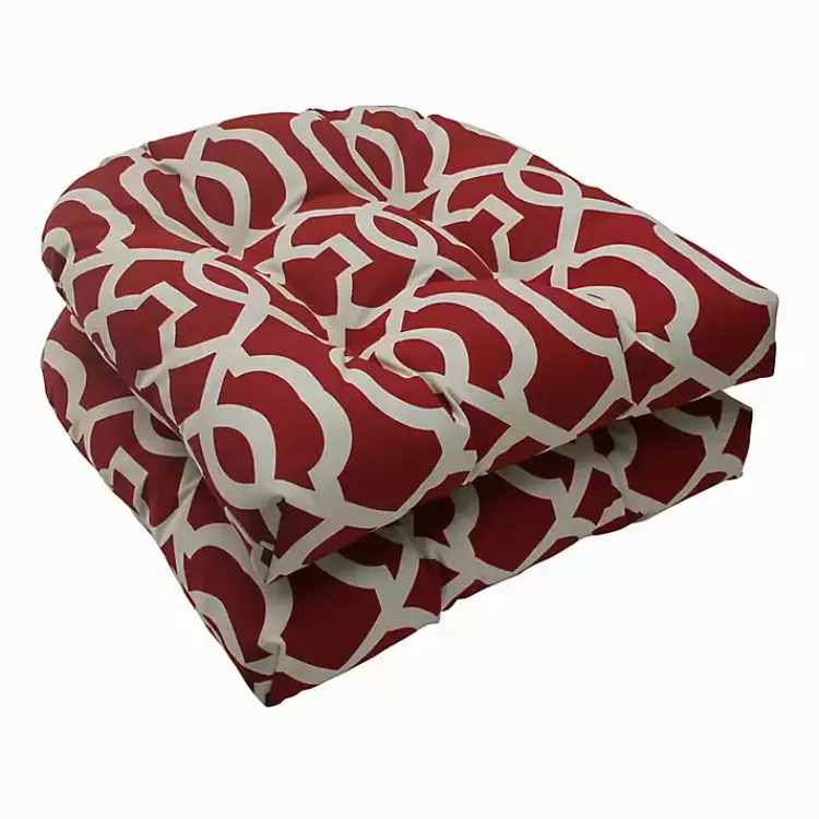 Kirklands Home Red New Geometric Wicker Chair Cushions, Set of 2 Sale