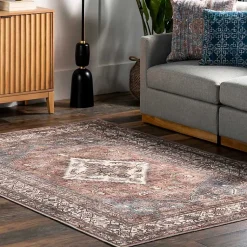 Kirklands Home Persian Medallion Washable Area Rug, 3x5 Red Sale