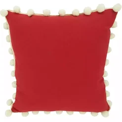 Pillows>Kirklands Home Red Plaid and Pom Pom Pillow
