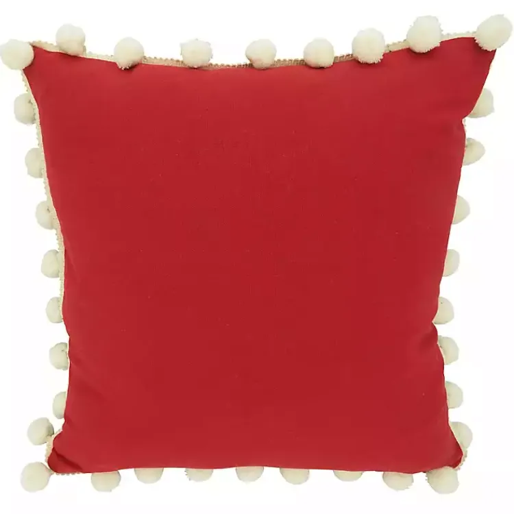 Pillows>Kirklands Home Red Plaid and Pom Pom Pillow