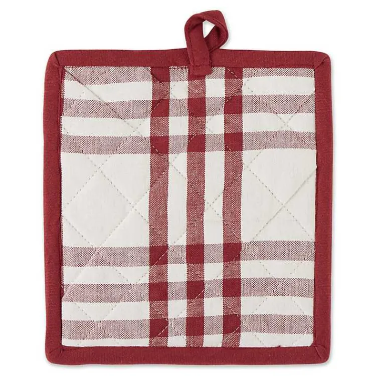 Kirklands Home Red Plaid Eat Drink Enjoy 4-pc. Dish Towel Set Discount
