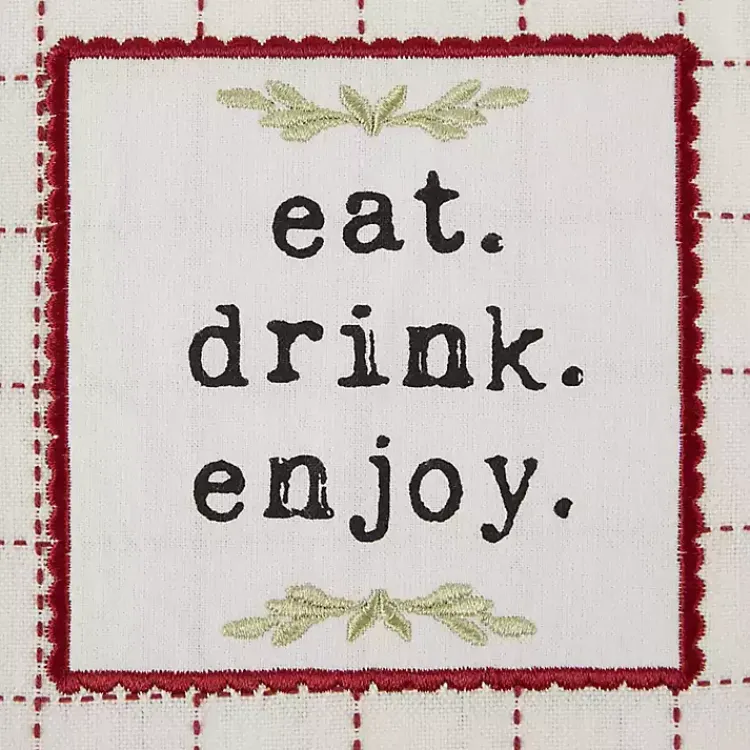 Kirklands Home Red Plaid Eat Drink Enjoy 4-pc. Dish Towel Set Discount