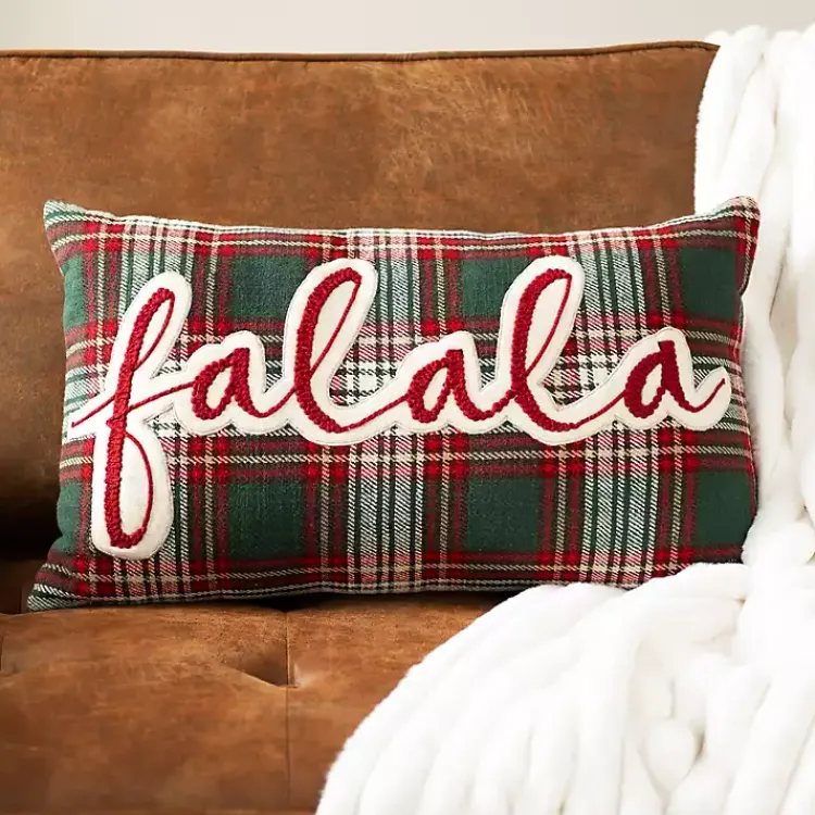 Christmas Pillows>Kirklands Home Red Plaid Fa La La Christmas Pillow