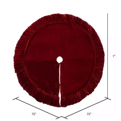 Christmas Tree Skirts & Collars>Kirklands Home Plush Velvet Border Lined Tree Skirt, 72 in. Red