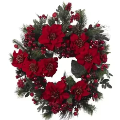 Christmas Wreaths>Kirklands Home Poinsettia and Berry Wreath Red