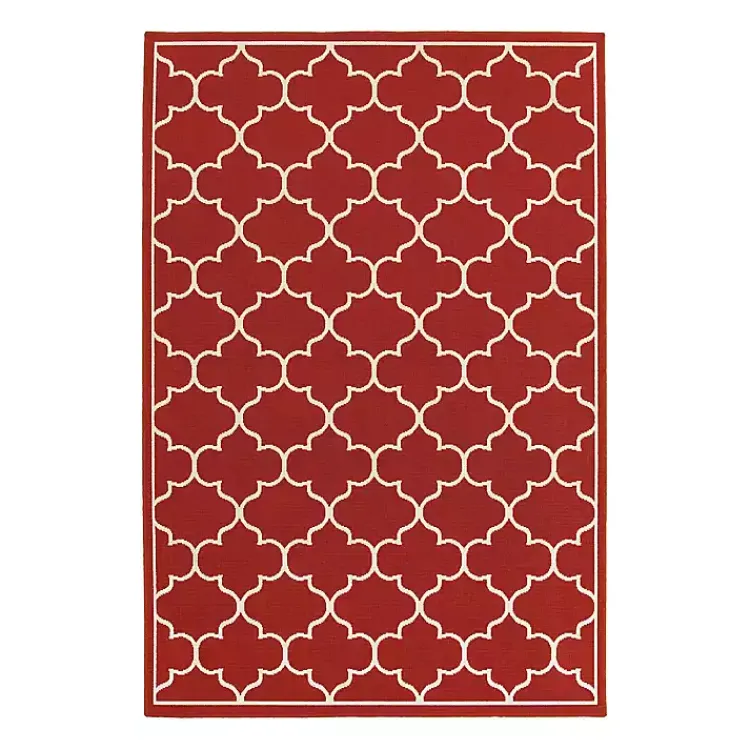 Kirklands Home Quatrefoil Jenn Outdoor Rug, 5x7 Red New