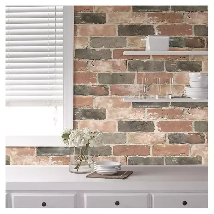 Kirklands Home Red Reclaimed Brick Peel & Stick Wallpaper Best