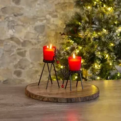 Christmas Decorations>Kirklands Home Rudolph Reindeer Candle Holders, Set of 2 Red