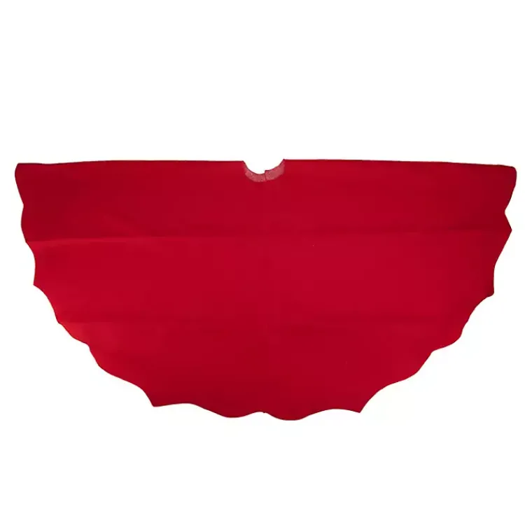 Christmas Tree Skirts & Collars>Kirklands Home Scalloped Edge Christmas Tree Skirt Red