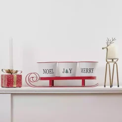Christmas Decorations>Kirklands Home Red Sleigh Holding Buckets Figurine