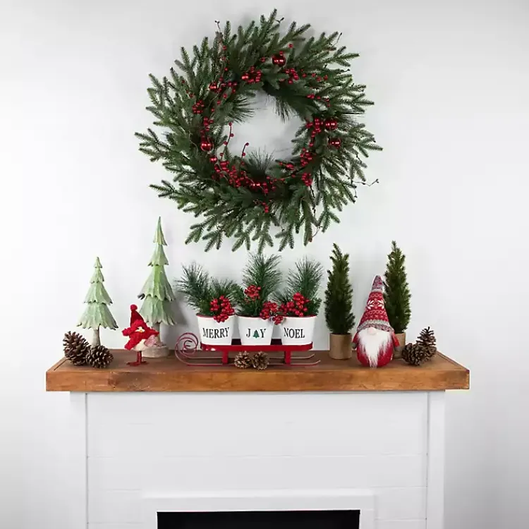 Christmas Decorations>Kirklands Home Red Sleigh Holding Buckets Figurine