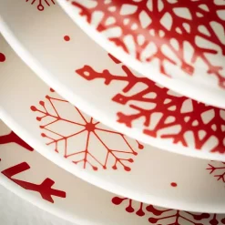 Christmas Dining & Entertaining>Kirklands Home Red Snowflake Plates, Set of 4