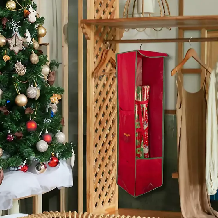 Seasonal Storage>Kirklands Home Red Storage Bag Christmas Hanging Organizer