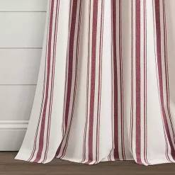 Kirklands Home Stripe Farmhouse Curtain Panel Set, 95 in. Red Outlet