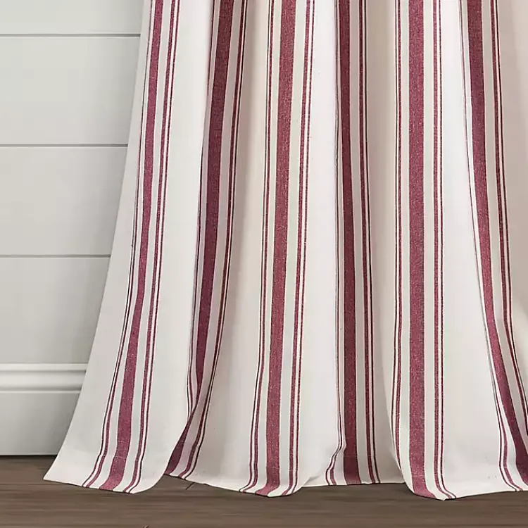 Kirklands Home Stripe Farmhouse Curtain Panel Set, 95 in. Red Outlet