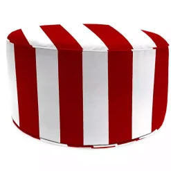 Kirklands Home Striped Cabana Outdoor Pouf Red Outlet