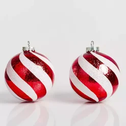 Christmas Ornaments>Kirklands Home Red Swirl 6 in. Tree Ornament, Set of 2
