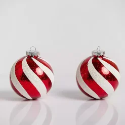 Christmas Ornaments>Kirklands Home Red Swirl 4 in. Tree Ornaments, Set of 2