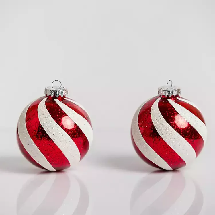 Christmas Ornaments>Kirklands Home Red Swirl 4 in. Tree Ornaments, Set of 2