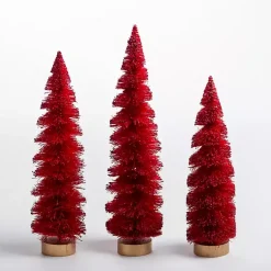 Christmas Decorations>Kirklands Home Swirl Bottle Brush Christmas Trees, Set of 3 Red
