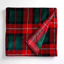 Blankets & Throws>Kirklands Home Red Tartan Plaid Plush Throw