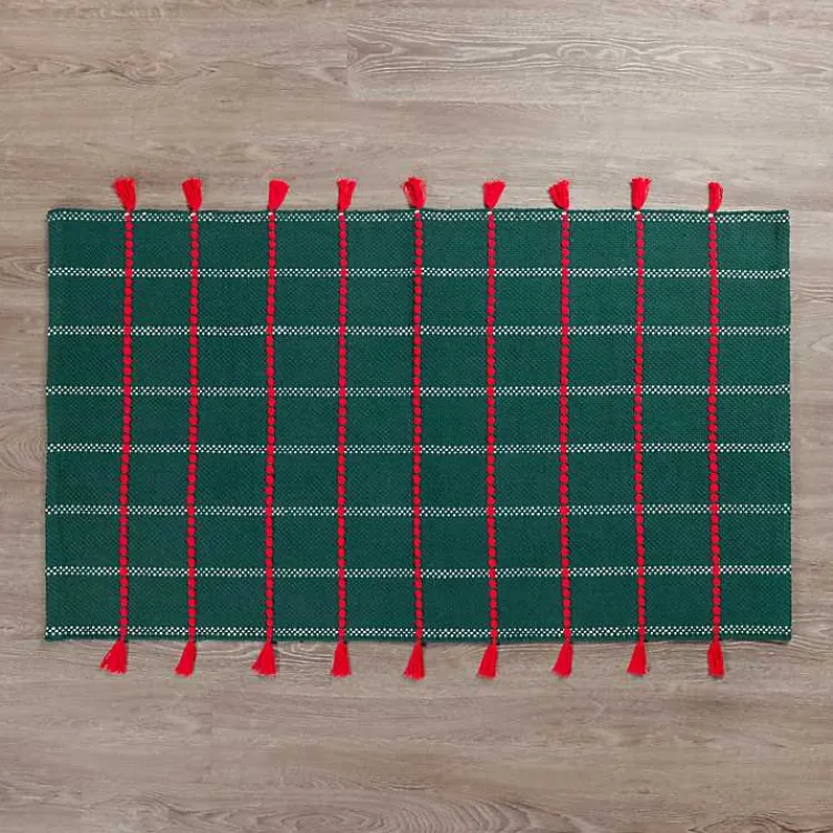 Christmas Decorations>Kirklands Home Red Tassel Christmas Scatter Rug