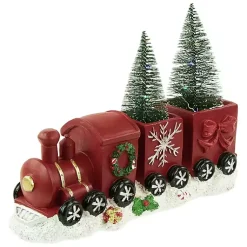 Christmas Decorations>Kirklands Home Train Decoration with LED Trees Red