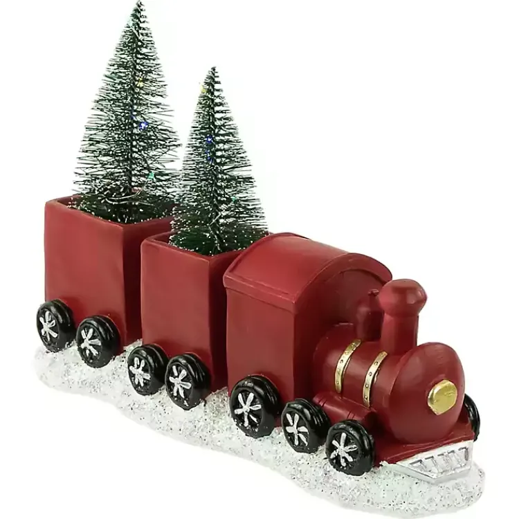 Christmas Decorations>Kirklands Home Train Decoration with LED Trees Red