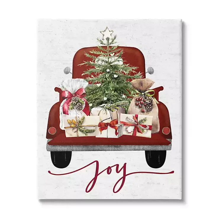 Christmas Art & Wall Decor>Kirklands Home Red Truck Christmas Joy Canvas Art Print