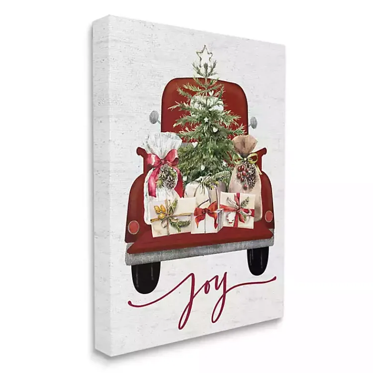 Christmas Art & Wall Decor>Kirklands Home Red Truck Christmas Joy Canvas Art Print