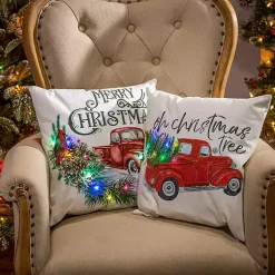 Christmas Pillows>Kirklands Home Red Truck LED Christmas Tree Pillow, Set of 2 Multi