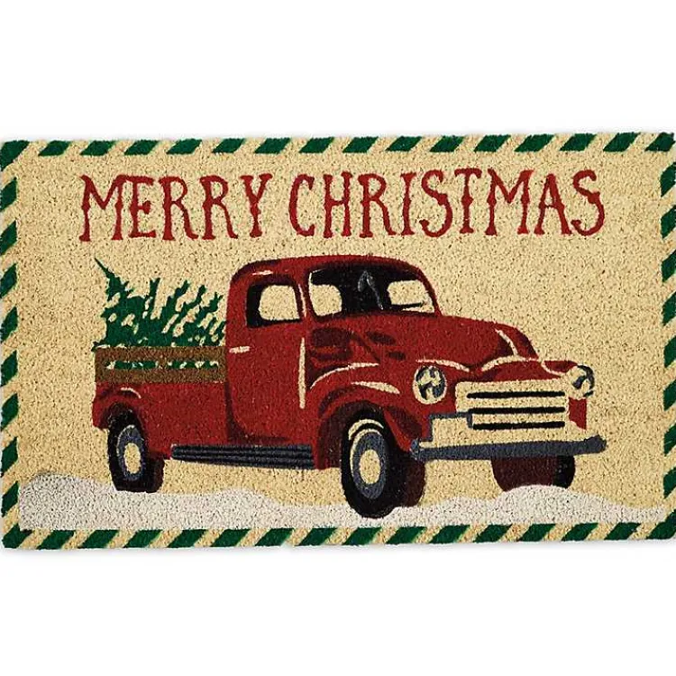 Outdoor Christmas Decorations>Kirklands Home Red Truck Merry Christmas Tree Doormat
