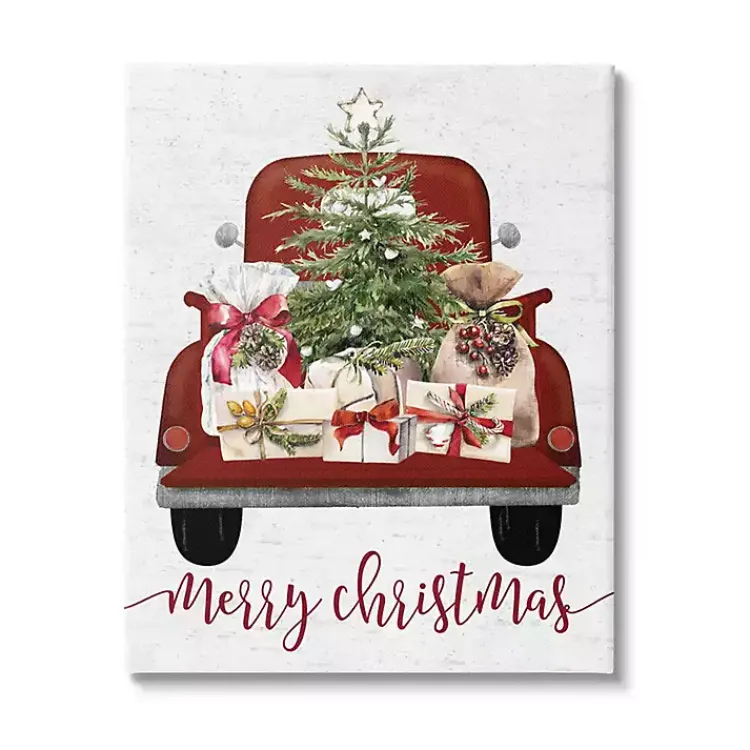 Christmas Art & Wall Decor>Kirklands Home Red Truck Merry Christmas Canvas Art Print