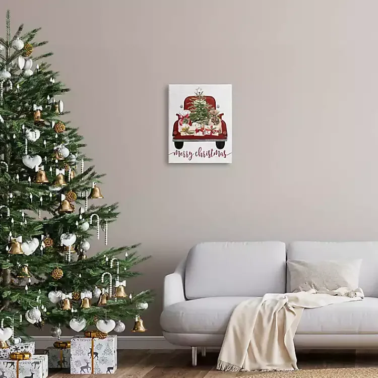 Christmas Art & Wall Decor>Kirklands Home Red Truck Merry Christmas Canvas Art Print