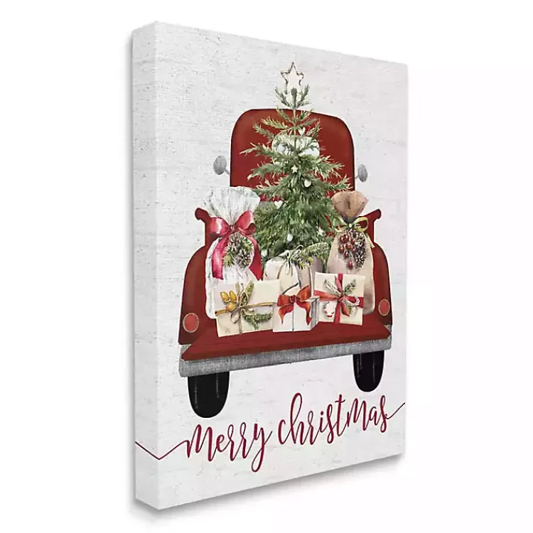 Christmas Art & Wall Decor>Kirklands Home Red Truck Merry Christmas Canvas Art Print