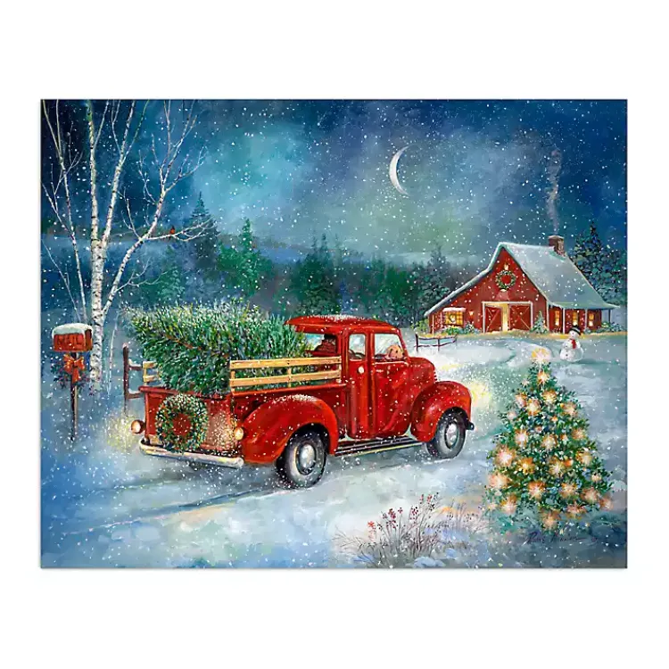 Christmas Art & Wall Decor>Kirklands Home Red Truck with Tree Small Canvas Art Print Multi