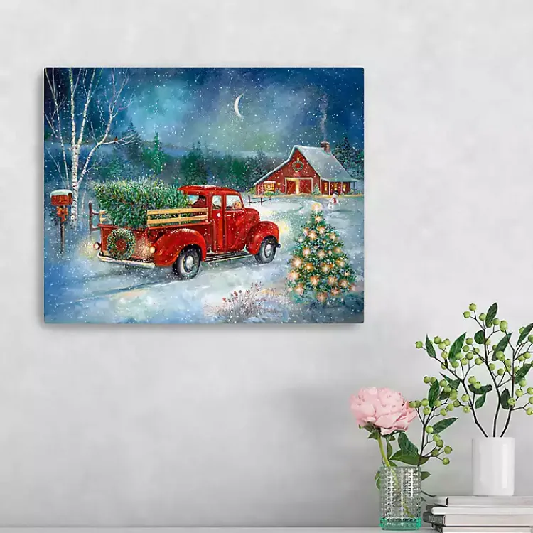 Christmas Art & Wall Decor>Kirklands Home Red Truck with Tree Small Canvas Art Print Multi
