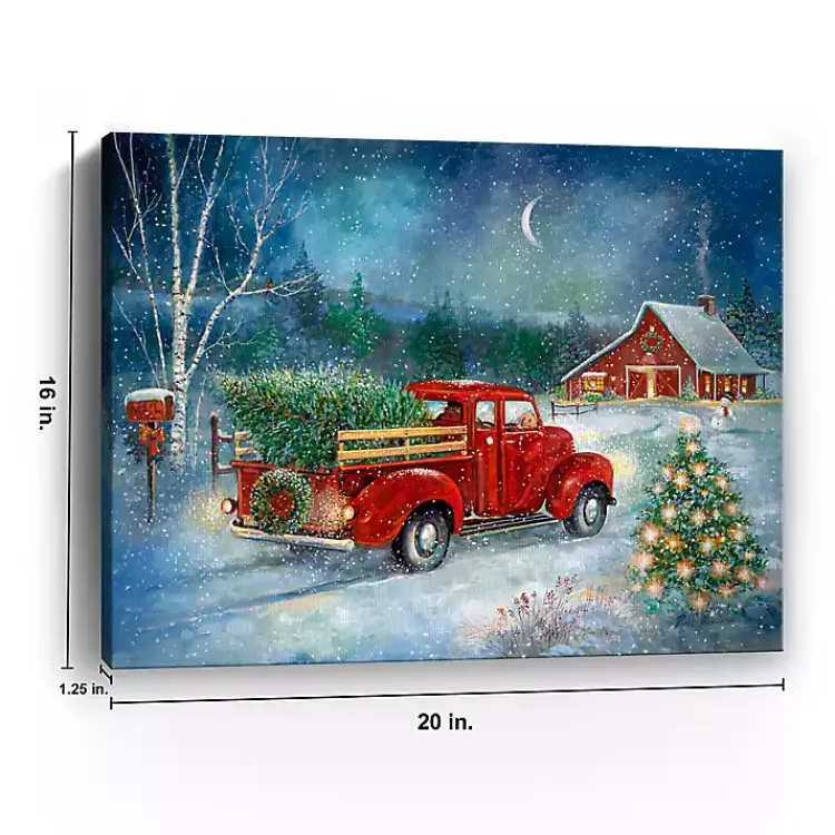 Christmas Art & Wall Decor>Kirklands Home Red Truck with Tree Small Canvas Art Print Multi