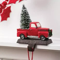 Christmas Stockings & Stocking Holders>Kirklands Home Red Truck with Tree Stocking Holder