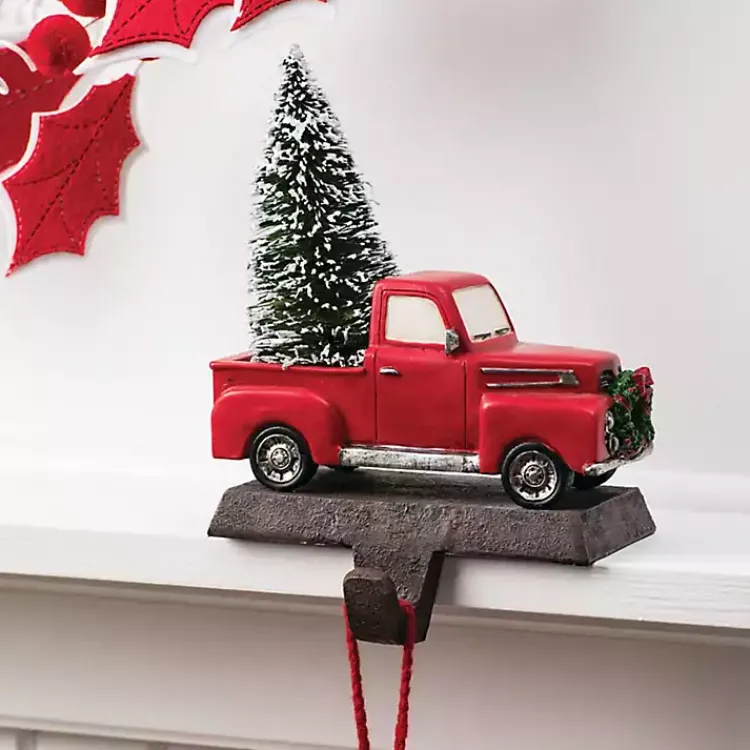 Christmas Stockings & Stocking Holders>Kirklands Home Red Truck with Tree Stocking Holder