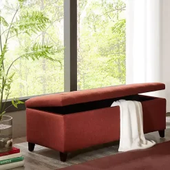 Kirklands Home Tufted Shandra Storage Bench Red Outlet