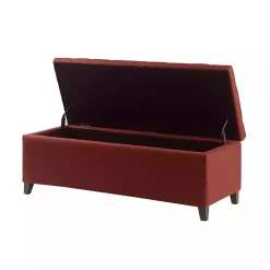 Kirklands Home Tufted Shandra Storage Bench Red Outlet