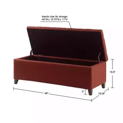 Kirklands Home Tufted Shandra Storage Bench Red Outlet