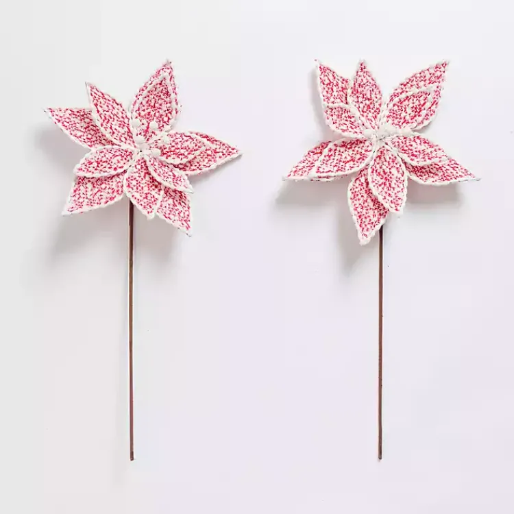 Christmas Tree Decorations>Kirklands Home Tweed Magnolia Picks, Set of 2 Red