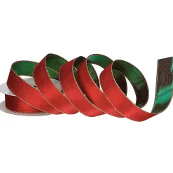 Christmas Decorations>Kirklands Home Red Velvet and Green Metallic Christmas Ribbon