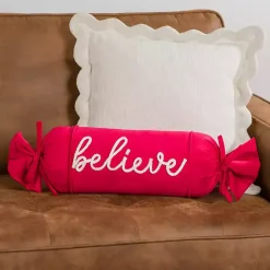 Pillows>Kirklands Home Velvet Believe Bolster Pillow Red