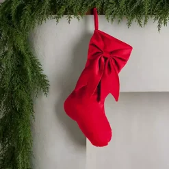 Christmas Stockings & Stocking Holders>Kirklands Home Velvet Bow Christmas Stocking Red