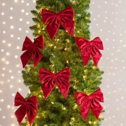 Christmas Ornaments>Kirklands Home Velvet Bow 6-pc. Ornament Set, 8 in. Red