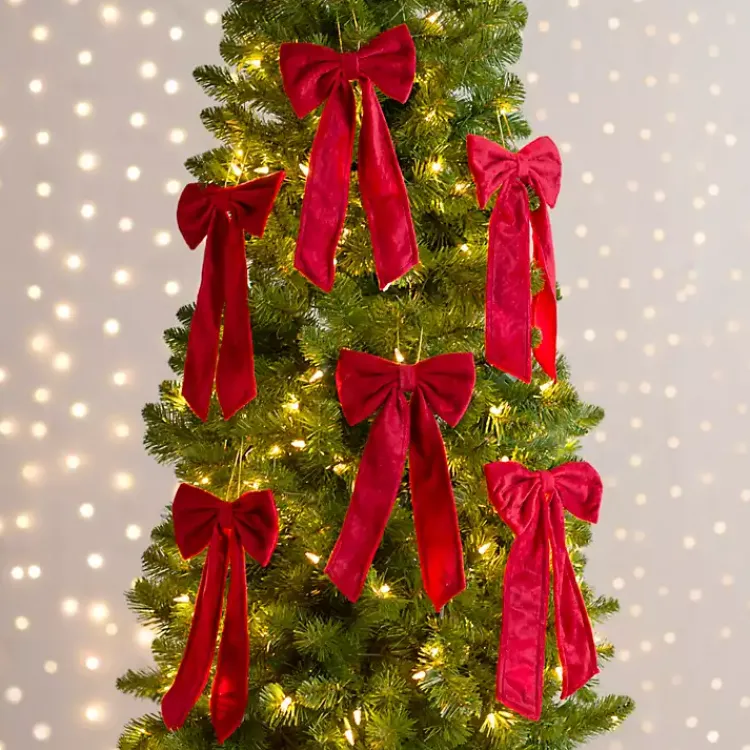Christmas Ornaments>Kirklands Home Velvet Bow 6-pc. Ornament Set, 12 in. Red